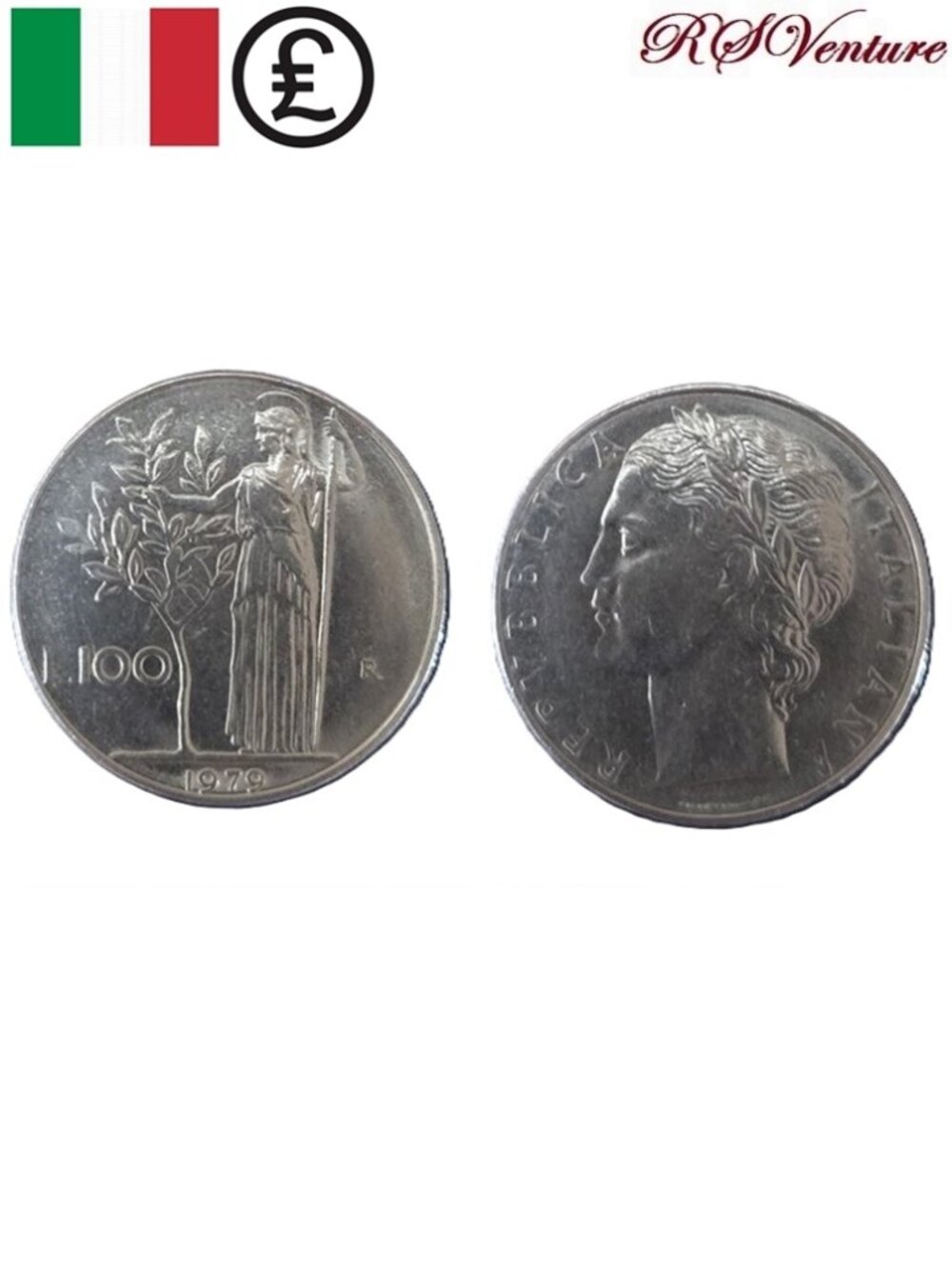 Vintage 1979 Italian Lira Coin L.100